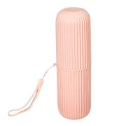 Baxnore Ensemble de Support de Brosse à Dents Portable, Tasse de Brosse à Dents de Voyage avec Rangement de Dentifrice, étui en Plastique Compact pour la Salle de Bain de Voyage (Rose)