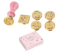 Baxnore Ensemble de tampons de cire de luxe, kit de sceau de cire en métal et bois antirouille de qualité supérieure pour invitations de mariage, lettres, cartes, enveloppes et pro (Rose)
