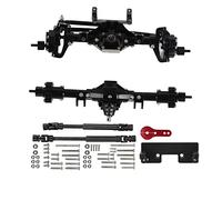 Baxnore Ensemble d'essieu avant et arrière SCX10 II avec pièces de mise à niveau d'arbre de transmission, coque en alliage d'aluminium, engrenages en acier trempé pour modificatio (Noire)