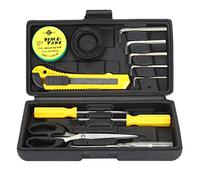 Baxnore Ensemble d'outils professionnels 13 pièces avec tournevis, clés à douille, ruban électrique, couteau utilitaire, ciseaux pour les réparations à domicile, projets de bricola