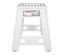 Baxnore Escabeau pliant en plastique robuste, chaise portable antidérapante pour adultes, utilisation intérieure et extérieure avec verrouillage de sécurité, design compact et lége (point noir ivoire)