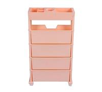 Baxnore Étagère de Stockage de bibliothèque Mobile avec Roues, Organisateur Multi-Couche de Grande capacité pour Les Livres de Livres de Livres, Cadre en Plastique PP Robuste 78,5 x 39,5 (Rose)
