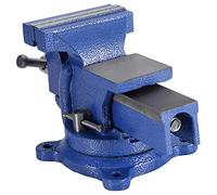 Baxnore Étau d'établi robuste avec enclume, mâchoires de 4, 5 ou 6 pouces, base pivotante, construction en fonte et acier bleu pour ateliers, garages et projets de bricolage. (4 pouces 100 mm)