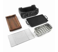 Baxnore Four de Cuisson en Plein air résistant à Hautes températures pour la Maison Garden Party 24x12.5x11.5cm Four de Barbecue rectangulaire en Acier Inoxydable avec Plateau en b