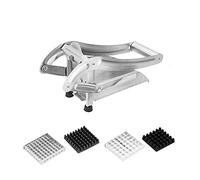 Baxnore -frites en acier inoxydable de qualité commerciale avec lames interchangeables pour couper des frites de 15 mm ou 5 mm d'épaisseur pour pommes de terre, carottes, oignons e (Double lame [lame