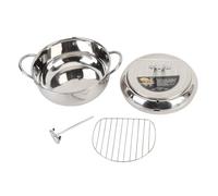 Baxnore Friteuse en acier inoxydable de qualité supérieure avec thermomètre, égouttoir à huile, poêle à frire de qualité professionnelle pour la cuisine à domicile en acier inoxyda (20 cm)