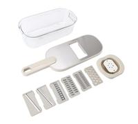 Baxnore Hachoir à légumes en acier inoxydable de qualité supérieure avec récipient, 6 lames, aliments manuel, râpe pour trancher les pommes de terre, carottes, oignons, sûr, facil (6 lames)