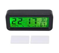 Baxnore Horloge de tableau de bord solaire de voiture avec affichage de nuit automatique rétro-éclairage numérique LCD température humidité mètre pour voiture camion double puissan