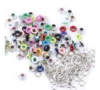 Baxnore Œillets métalliques 5 mm, lot de 100 œillets ronds et rondelles pour loisirs créatifs (maquillage, scrapbooking, carterie, accessoires de mode). 5 couleurs : bleu foncé, ja (Couleurs