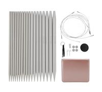 Baxnore Interchangeables aiguilles de tricot circulaire Set 18 aiguilles en aluminium détachables 9 tailles 3,0 mm à 6,0 mm avec 4 câbles 40 cm à 100 cm pour les amateurs de tricot