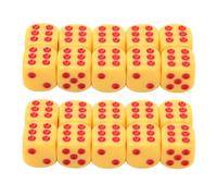 Baxnore Jeu de dés arrondis à 6 Faces de 16mm, 20 pièces, pour Jeux de société, Jeux mathématiques, Usage éducatif, Plastique Durable, léger, Facile à Transporter (Points Rouges Jaunes)