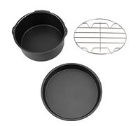 Baxnore Kit d'accessoires pour friteuse à air 3 en 1 multifonction, poêle à pizza, gâteau, support à pain pour la cuisson, convient à la plupart des friteuses à air de 4 à 5,6 QT, (Noire)