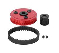 Baxnore Kit de mise à niveau de boîte de vitesses axiale SCX10 Système de transmission par courroie en caoutchouc haute performance Engrenages de voiture RC silencieux et durables (Rouge)
