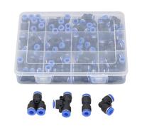 Baxnore Kit de raccords de conduite d'air de 1/4 pouces, 80 pièces de connecteurs pneumatiques en plastique ABS avec séparateurs, coudes, tés, raccords droits à connexion rapide po