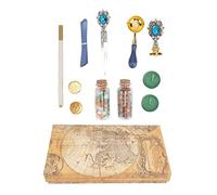 Baxnore Kit de tampons de scellage de cire, motif clair, couleurs riches, détachables, Anti-brûlure, ensemble de scellage de cire Vintage avec poignée pour cadeaux de bricolage (Bleue)