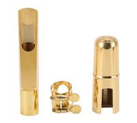 Baxnore Kit d'embouchure de saxophone ténor avec clé plate B, embout de saxophone en métal en laiton pour saxophonistes débutants professionnels, patch de capuchon métallique d'esp