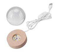 Baxnore Lampe de Nuit 3D en Forme de Lune avec Boule de Cristal alimentée par USB avec Base en Bois pour décoration d'intérieur, Chambre à Coucher, Bureau, Cadeau pour Femmes, Amis (Lune Lumière