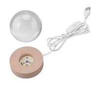 Baxnore Lampe de Nuit 3D en Forme de Lune avec Boule de Cristal alimentée par USB avec Base en Bois pour décoration d'intérieur, Chambre à Coucher, Bureau, Cadeau pour Femmes, Amis (Lumière Blanche
