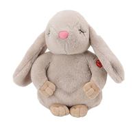 Baxnore Lapin électrique en Peluche Chantant, ronflement, Ventre Mobile avec 29 musiques légères pour Nouveau-né, Poussette, Berceau, Chambre d'enfant, Kaki, 25 cm