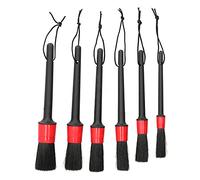 Baxnore Les brosses de détail de la voiture SET 6PCS Kit de brosse de nettoyage automatique pour roues pneu intérieur extérieur évents à poils doux outils différentes tailles noir
