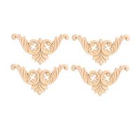 Baxnore Lot de 4 appliques d'angle sculptées en bois de caoutchouc - Décoration classique exquise en forme de fleur pour meubles, armoire murale, miroir non peint - 8 x 8 cm, 12 x (8 * 8)