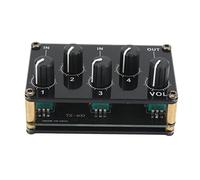 Baxnore Mélangeur audio 4 canaux 4 entrées 1 sortie Mini console de carte son Mélangeur audio stéréo passif avec boutons de volume indépendants Bonne qualité sonore Conception port