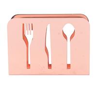 Baxnore Metal Napkin Holder with Unique Cutout Pattern Anti Slip Base Vertical Paper Napkin Dispenser for Restaurants Bars Cafes Durable Rustproof Table Decor Kitchen Accessory (Or Rose)