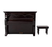 Baxnore Mini piano modèle instrument de musique fait à la main en tilleul, décoration réaliste, piano miniature pour la maison, le bureau, cadeau, ornement marron