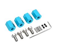Baxnore Moyeux hexagonaux de roue en aluminium de 12 mm Pièces universelles de mise à niveau de voiture RC avec broches de fixation pour véhicules télécommandés à l'échelle 1/10 1/ (Bleue)