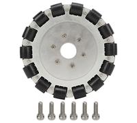 Baxnore Omni Roue 152mm En Alliage D'aluminium Double Rangée Robot Roue En Caoutchouc Rouleaux 360 Degrés Rotation Anti Slip Heavy Duty pour Mobile Robot Mise À Niveau Noir Arg