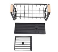 Baxnore Organisateur d'évier Porte-éponge de comptoir de cuisine en acier au carbone de qualité supérieure avec bac de vidange pour un rangement efficace de l'évier, organisation p (Noire)