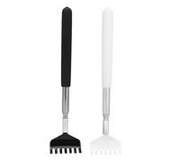 Baxnore Outil portatif télescopique de masseur de gratte-dos d'acier inoxydable noir blanc