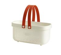 Baxnore Panier de douche de grande capacité avec poignée, bac d'organisateur de toilette de drainage en plastique, stockage de salle de bain portable pour produits de bain, organis