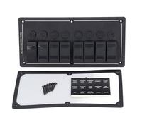 Baxnore Panneau d'interrupteur à bascule à 8 gangs en alliage d'aluminium, panneau de commande à bascule pré-câblé avec protection contre les surcharges pour bateau marin RV camion