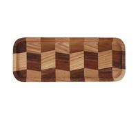 Baxnore Plateau de service à motif de grille en bois, plateau rectangulaire en bois ciré de noyer noir pour sushis, desserts, pain, fromage, charcuterie, maison, restaurant, café (32 * 12.5CM)