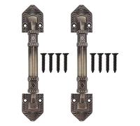 Baxnore Poignées de porte de grange antiques style vintage rustique installation facile finition bronze matériel en alliage d'aluminium 2 ensembles pour portes de ferme armoires ar