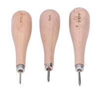 Baxnore Poinçon en cuir professionnel haute dureté en forme de diamant, outil de couture pour l'artisanat du cuir, bricolage avec manche en bois de hêtre, ensemble de 3 pièces, tai
