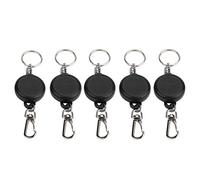 Baxnore Porte-clés rétractable en fil d'acier de 60 cm, extensible, anti-perte, léger et durable pour clip de sac de ceinture, matériau ABS noir, 5 pièces, 10 pièces, options (Vendre cinq pour un)