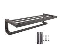 Baxnore Porte-serviettes de salle de bain de qualité supérieure, étagères murales en aluminium, double barre, étagère de douche noire mate pour salle de bain, hôtel, maison, soluti (Gris 60cm)