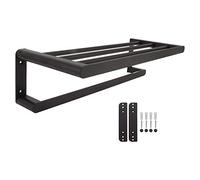 Baxnore Porte-serviettes de salle de bain de qualité supérieure, étagères murales en aluminium, double barre, étagère de douche noire mate pour salle de bain, hôtel, maison, soluti (Noir 60cm)