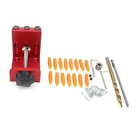 Baxnore Positionneur de perforateur oblique pour le travail du bois, guide de perçage incliné, alliage d'aluminium professionnel rouge bleu en option pour les projets de menuiserie (Sak-R3 Rouge)