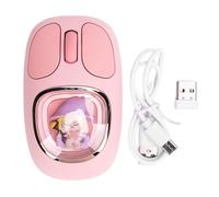 Baxnore Poupée Mignonne de Type C, Rechargeable, silencieuse, rétroéclairée rvb, Triple Mode, 2.4G, BT3.0, BT5.0, Ergonomique, pour Le Bureau, la bibliothèque, Le Travail, Les Jeux (Rose)