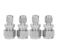 Baxnore Raccord de compression en acier inoxydable Adaptateur de tube à double virole droite 4 pièces en acier inoxydable 304 Connecteur de tuyau anti-fuite facile à installer pour (F1/4-F1/2)