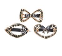 Baxnore Raminestone Metal Cair Clips Elegant Hair Barrettes Premium Zinc Alloy Durable Fancy Hair Accessoires pour les filles Gift 3PCS Heart Bowknot LEAGE DESIGNES Épingles à chev