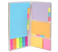 Baxnore Remarques collantes Ensemble coloré de notes collantes repositionnables avec couverture en cuir PU pour l'école Office Home Use 8.1 x 4,1 pouces Pack de 1