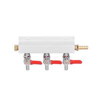 Baxnore Répartiteur de gaz à 3 voies, collecteur de distribution de gaz CO2, aluminium de qualité supérieure, laiton, acier inoxydable, clapet anti-retour intégré, filetage de 5/16