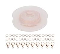 Baxnore Rouleau de chaîne en argent, 2 x 3 mm, rouleau de chaîne à maillons de câble avec bobine, boucle à homard, chaînes de fabrication de bijoux, chaîne en acier inoxydable (Rose Gold)