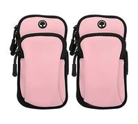 Baxnore Sac de Bras pour téléphone Portable, Brassard de Sport, d'exercice, de Course, pour l'alpinisme, Fitness, Yoga, réglable en Nylon, 2 pièces, 10x19cm (Rosâtre)