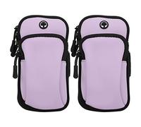 Baxnore Sac de Bras pour téléphone Portable, Brassard de Sport, d'exercice, de Course, pour l'alpinisme, Fitness, Yoga, réglable en Nylon, 2 pièces, 10x19cm (Violette)