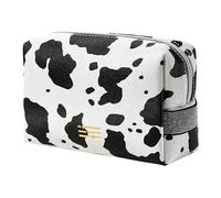 Baxnore Sac de Maquillage Portable Cow Imprimé PU Traitry Sac à la Mode à glissière Pouche de Maquillage pour Voyages Men de Grande capacité Organisateur cosmétique